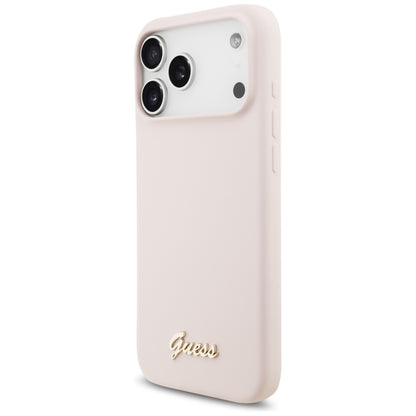 Funda MagSafe para Apple iPhone 18 Pro Max / 17 Pro Max, Guess, Logo Metálico Script, Rosa