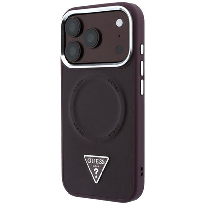 Funda MagSafe para Apple iPhone 18 Pro Max / 17 Pro Max, Guess, Triangle Logo, color burdeos