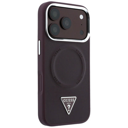 Funda MagSafe para Apple iPhone 18 Pro Max / 17 Pro Max, Guess, Triangle Logo, color burdeos