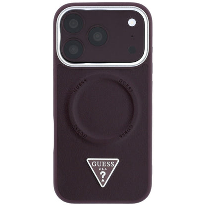 Funda MagSafe para Apple iPhone 18 Pro Max / 17 Pro Max, Guess, Triangle Logo, color burdeos