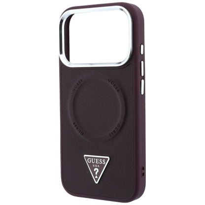 Funda MagSafe para Apple iPhone 18 Pro Max / 17 Pro Max, Guess, Triangle Logo, color burdeos