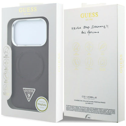 Funda MagSafe para Apple iPhone 18 Pro Max / 17 Pro Max, Guess, Triangle Logo, color burdeos