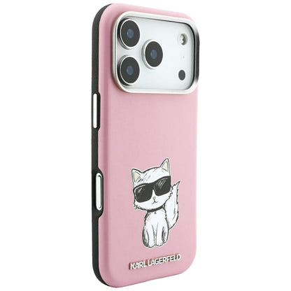 Funda MagSafe para Apple iPhone 18 Pro Max / 17 Pro Max, Karl Lagerfeld, Choupette Sketch, Rosa