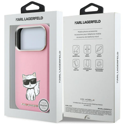 Funda MagSafe para Apple iPhone 18 Pro Max / 17 Pro Max, Karl Lagerfeld, Choupette Sketch, Rosa