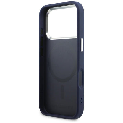 Funda MagSafe para Apple iPhone 18 Pro Max / 17 Pro Max, Karl Lagerfeld, Embossed Open Ring RSG Logo, azul