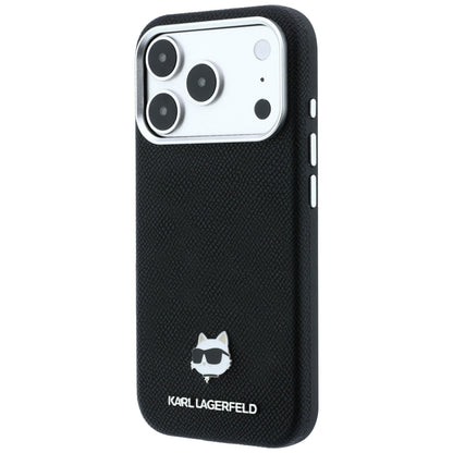 Funda MagSafe para Apple iPhone 18 Pro Max / 17 Pro Max, Karl Lagerfeld, Grained Choupette Head Metal, negra