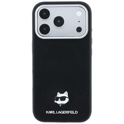 Funda MagSafe para Apple iPhone 18 Pro Max / 17 Pro Max, Karl Lagerfeld, Grained Choupette Head Metal, negra