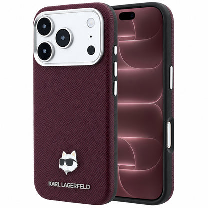 Funda MagSafe para Apple iPhone 18 Pro Max / 17 Pro Max, Karl Lagerfeld, Grained Choupette Head, Burdeos