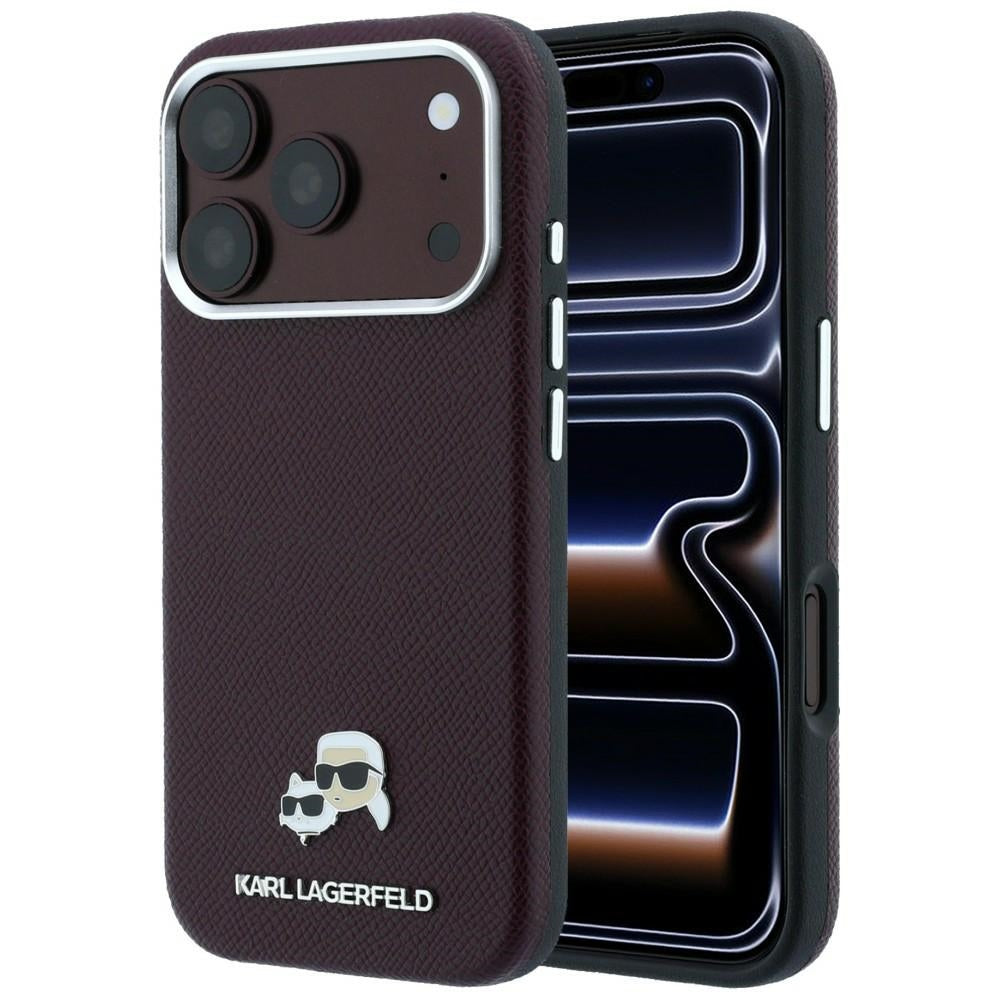 Funda MagSafe para Apple iPhone 18 Pro Max / 17 Pro Max, Karl Lagerfeld, Grained KC Heads, Burdeos