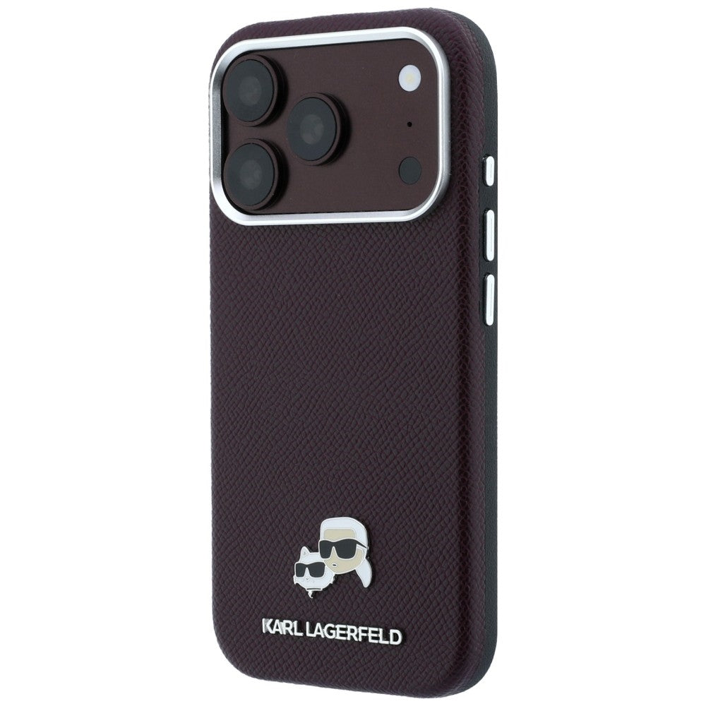 Funda MagSafe para Apple iPhone 18 Pro Max / 17 Pro Max, Karl Lagerfeld, Grained KC Heads, Burdeos