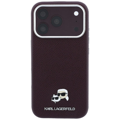 Funda MagSafe para Apple iPhone 18 Pro Max / 17 Pro Max, Karl Lagerfeld, Grained KC Heads, Burdeos