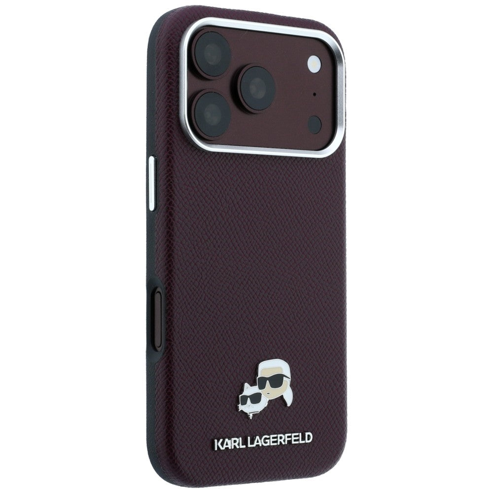 Funda MagSafe para Apple iPhone 18 Pro Max / 17 Pro Max, Karl Lagerfeld, Grained KC Heads, Burdeos