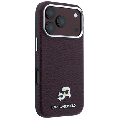 Funda MagSafe para Apple iPhone 18 Pro Max / 17 Pro Max, Karl Lagerfeld, Grained KC Heads, Burdeos