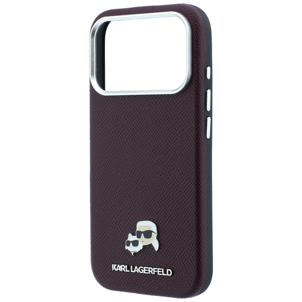 Funda MagSafe para Apple iPhone 18 Pro Max / 17 Pro Max, Karl Lagerfeld, Grained KC Heads, Burdeos