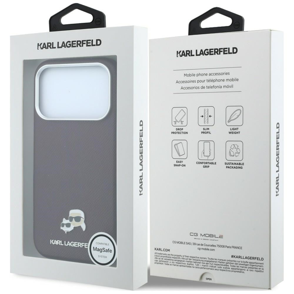 Funda MagSafe para Apple iPhone 18 Pro Max / 17 Pro Max, Karl Lagerfeld, Grained KC Heads, Burdeos