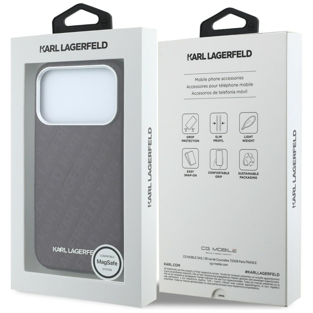 Funda MagSafe para Apple iPhone 18 Pro Max / 17 Pro Max, Karl Lagerfeld, Logo de Metal Granulado, Burdeos
