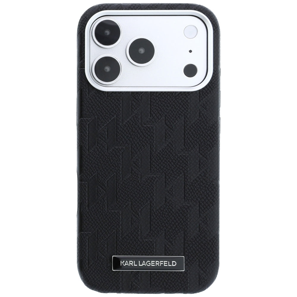 Funda MagSafe para Apple iPhone 18 Pro Max / 17 Pro Max, Karl Lagerfeld, Logo de Resina Monocromática Granulada, Negra