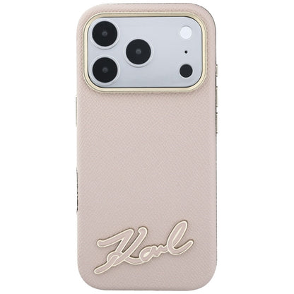 Funda MagSafe para Apple iPhone 18 Pro Max / 17 Pro Max, Karl Lagerfeld, Grained Resin Sign Logo, Rosa