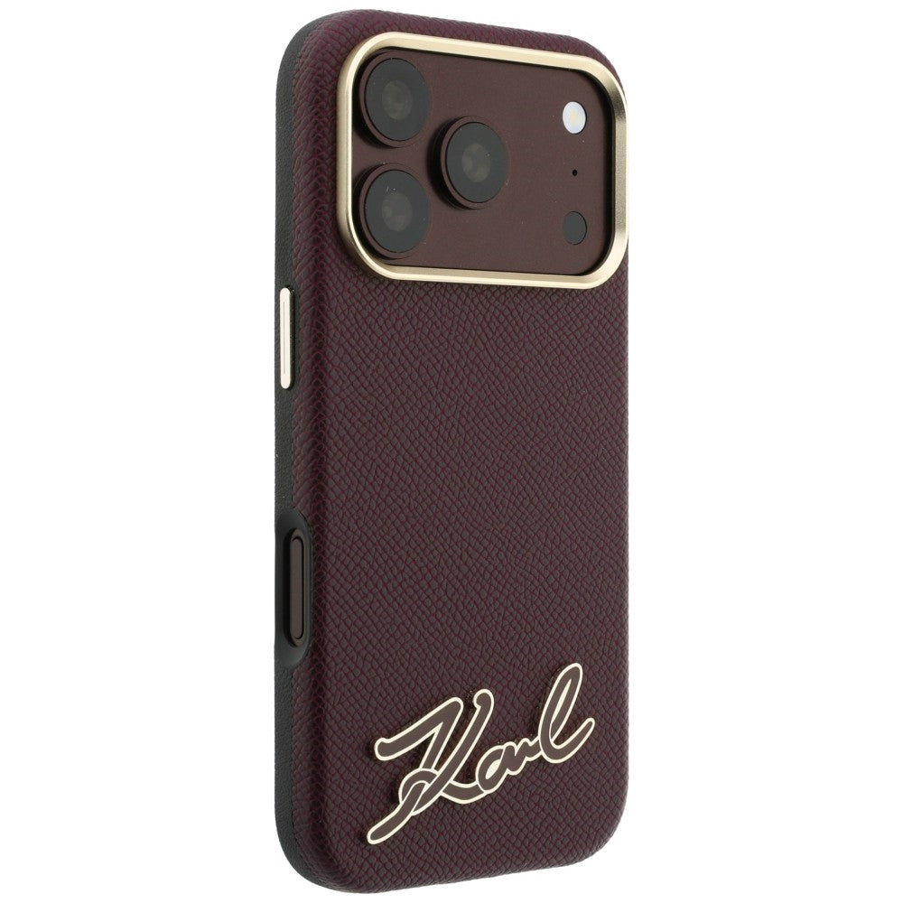 Funda MagSafe para Apple iPhone 18 Pro Max / 17 Pro Max, Karl Lagerfeld, Logo de Resina Granulada, Burdeos