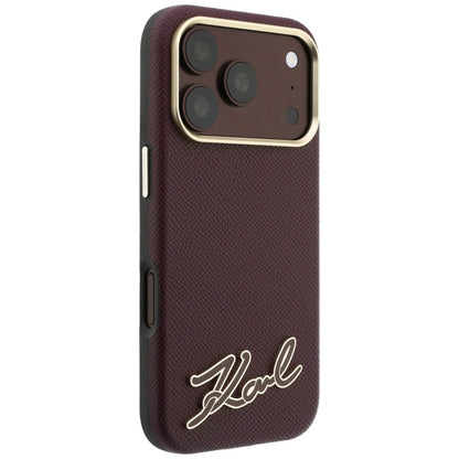 Funda MagSafe para Apple iPhone 18 Pro Max / 17 Pro Max, Karl Lagerfeld, Logo de Resina Granulada, Burdeos