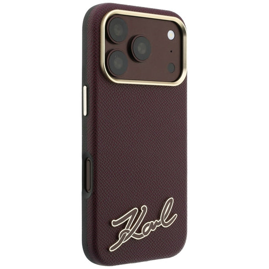 Funda MagSafe para Apple iPhone 18 Pro Max / 17 Pro Max, Karl Lagerfeld, Logo de Resina Granulada, Burdeos
