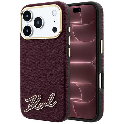 Funda MagSafe para Apple iPhone 18 Pro Max / 17 Pro Max, Karl Lagerfeld, Logo de Resina Granulada, Burdeos