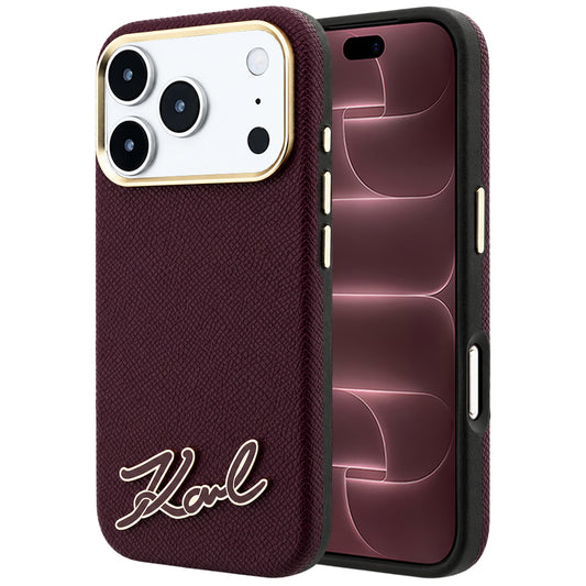 Funda MagSafe para Apple iPhone 18 Pro Max / 17 Pro Max, Karl Lagerfeld, Logo de Resina Granulada, Burdeos