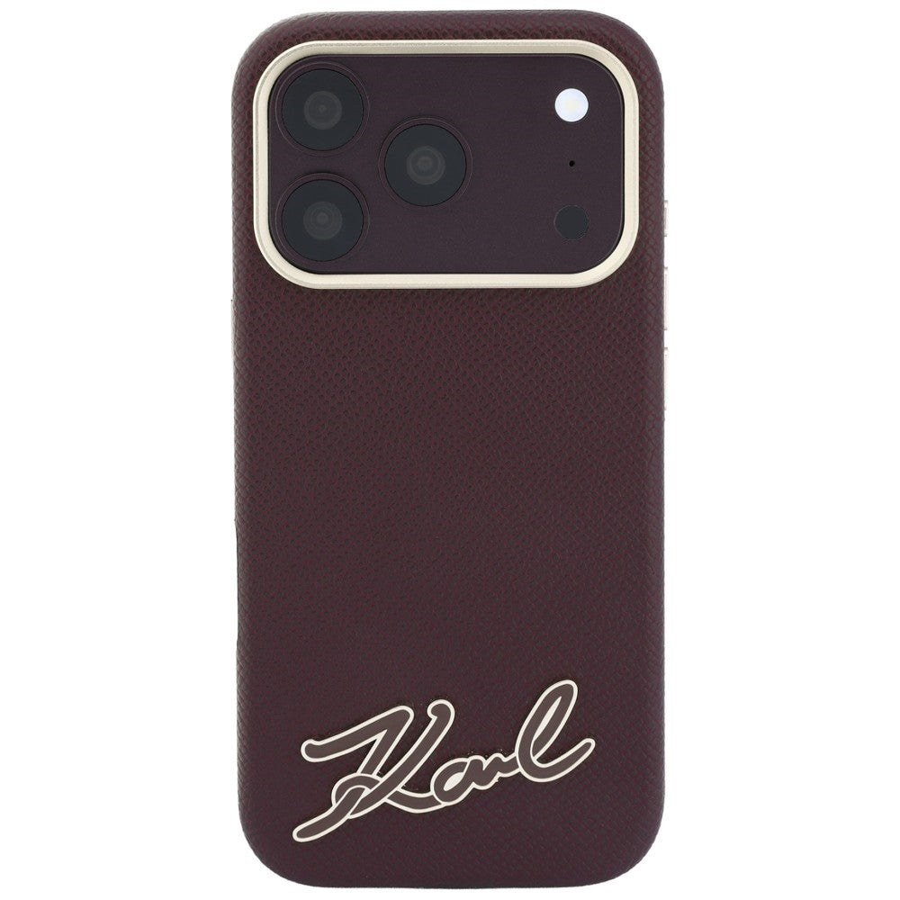 Funda MagSafe para Apple iPhone 18 Pro Max / 17 Pro Max, Karl Lagerfeld, Logo de Resina Granulada, Burdeos