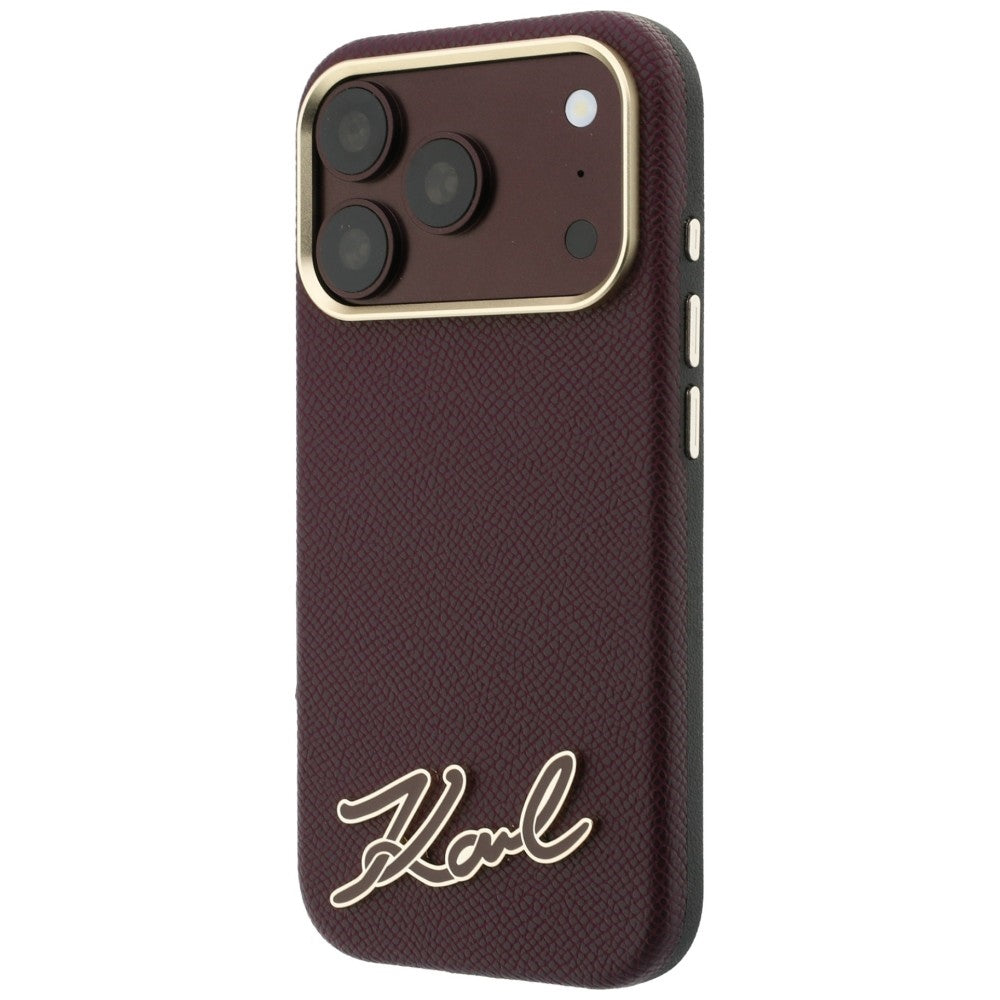 Funda MagSafe para Apple iPhone 18 Pro Max / 17 Pro Max, Karl Lagerfeld, Logo de Resina Granulada, Burdeos