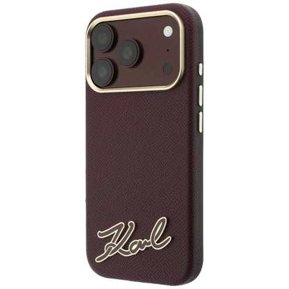 Funda MagSafe para Apple iPhone 18 Pro Max / 17 Pro Max, Karl Lagerfeld, Logo de Resina Granulada, Burdeos