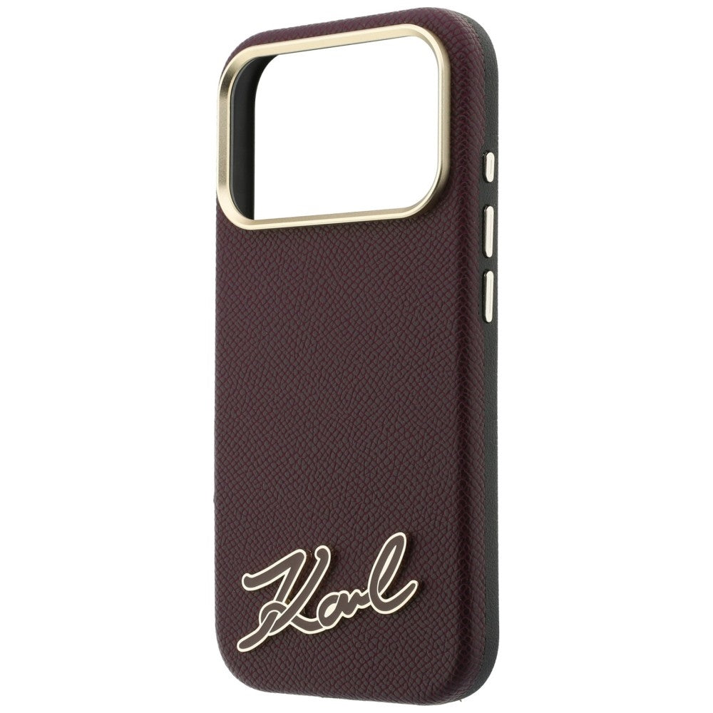Funda MagSafe para Apple iPhone 18 Pro Max / 17 Pro Max, Karl Lagerfeld, Logo de Resina Granulada, Burdeos