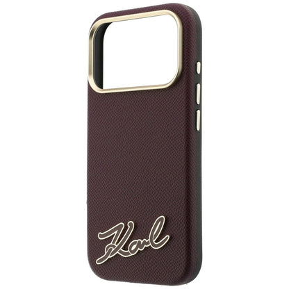 Funda MagSafe para Apple iPhone 18 Pro Max / 17 Pro Max, Karl Lagerfeld, Logo de Resina Granulada, Burdeos