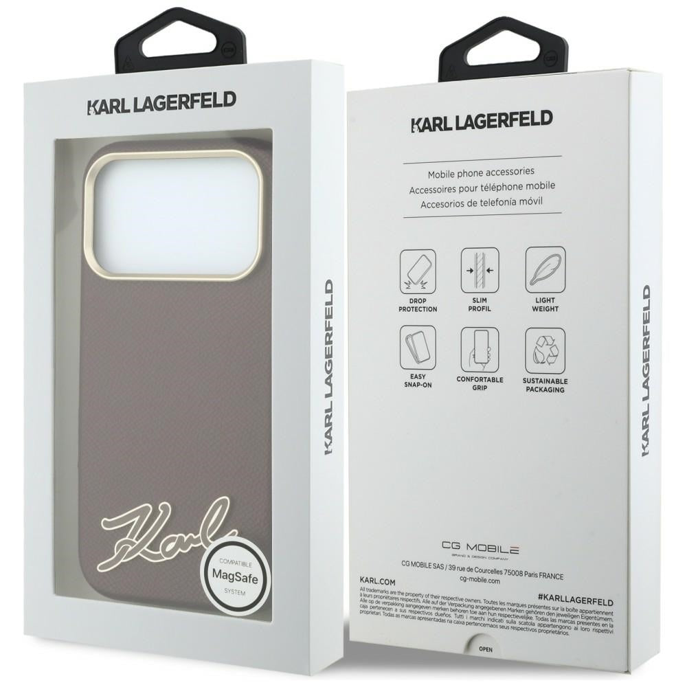 Funda MagSafe para Apple iPhone 18 Pro Max / 17 Pro Max, Karl Lagerfeld, Logo de Resina Granulada, Burdeos