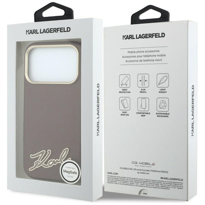 Funda MagSafe para Apple iPhone 18 Pro Max / 17 Pro Max, Karl Lagerfeld, Logo de Resina Granulada, Burdeos
