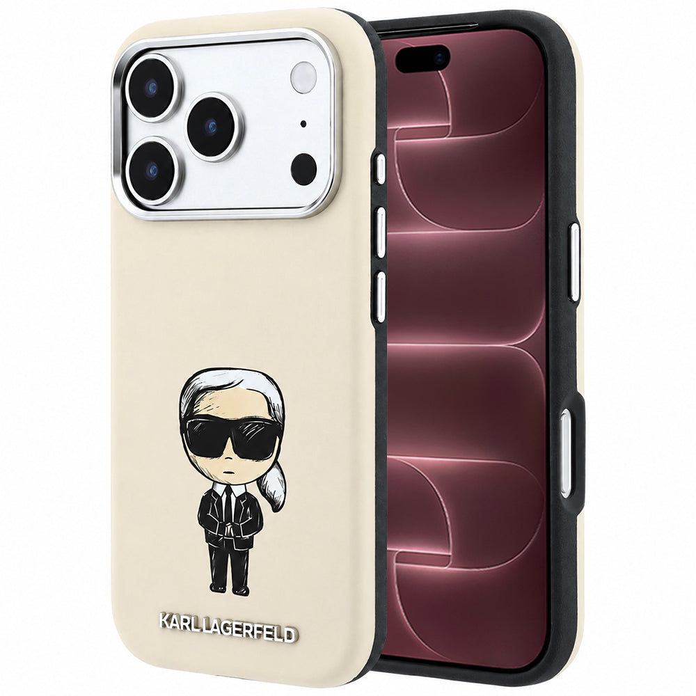 Funda MagSafe para Apple iPhone 18 Pro Max / 17 Pro Max, Karl Lagerfeld, Ikonik Sketch, Beige