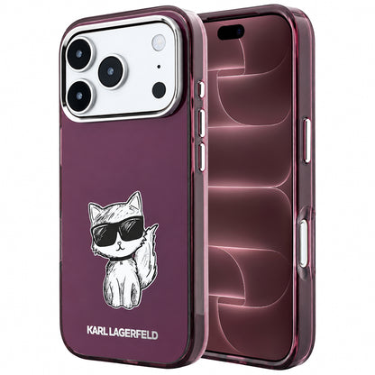 Funda MagSafe para Apple iPhone 18 Pro Max / 17 Pro Max, Karl Lagerfeld, IML Choupette Body Sketch Print, Burdeos