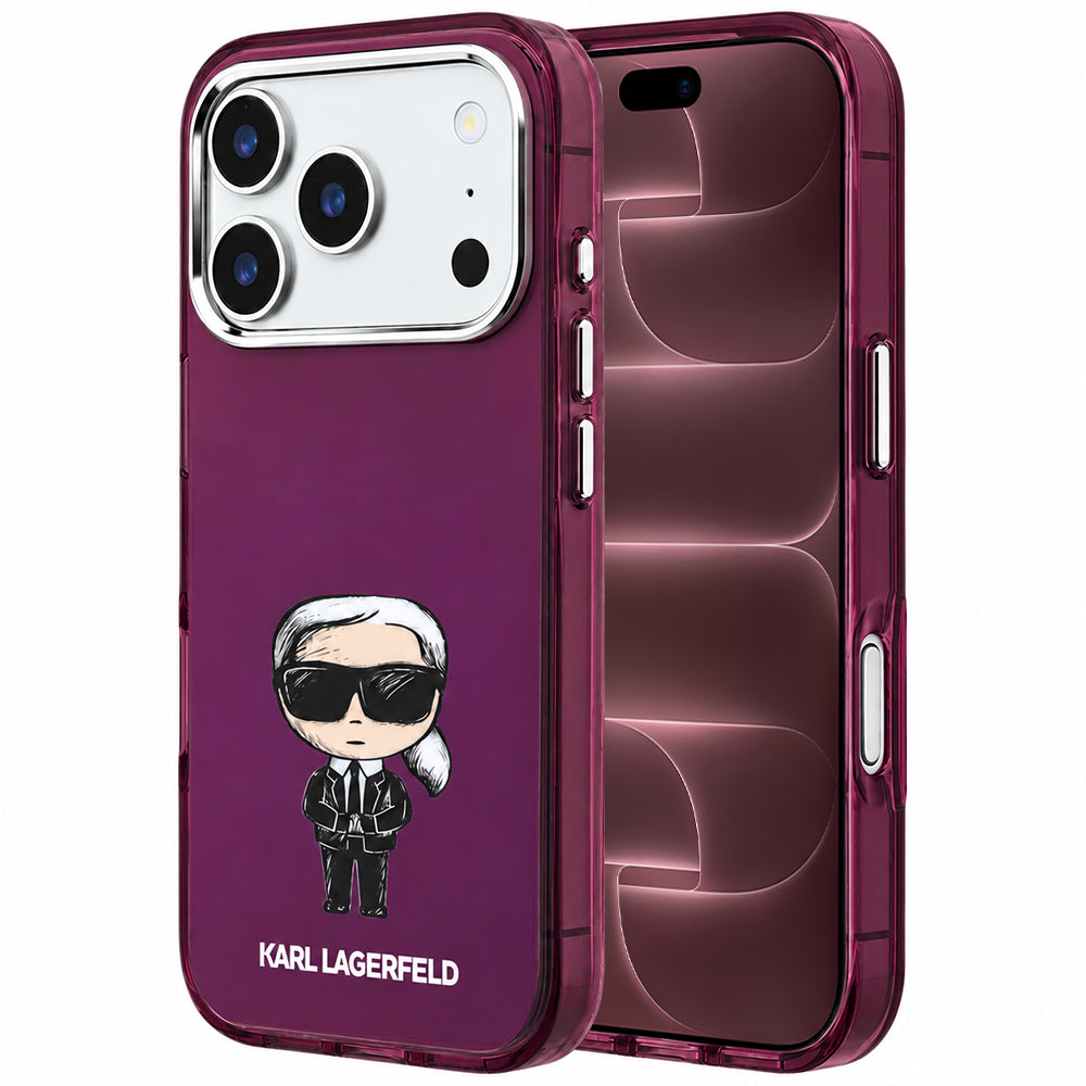 Funda MagSafe para Apple iPhone 18 Pro Max / 17 Pro Max, Karl Lagerfeld, IML Ikonik Sketch Print, Burdeos