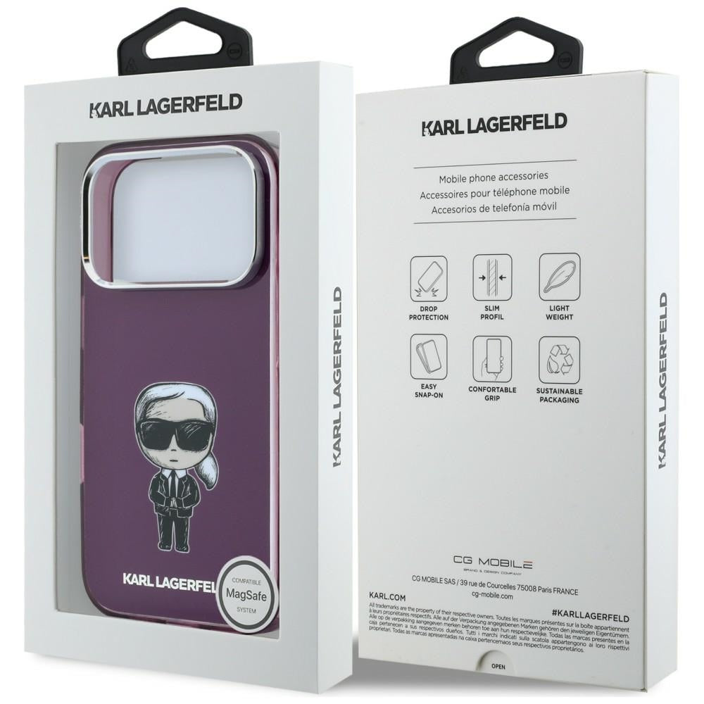 Funda MagSafe para Apple iPhone 18 Pro Max / 17 Pro Max, Karl Lagerfeld, IML Ikonik Sketch Print, Burdeos