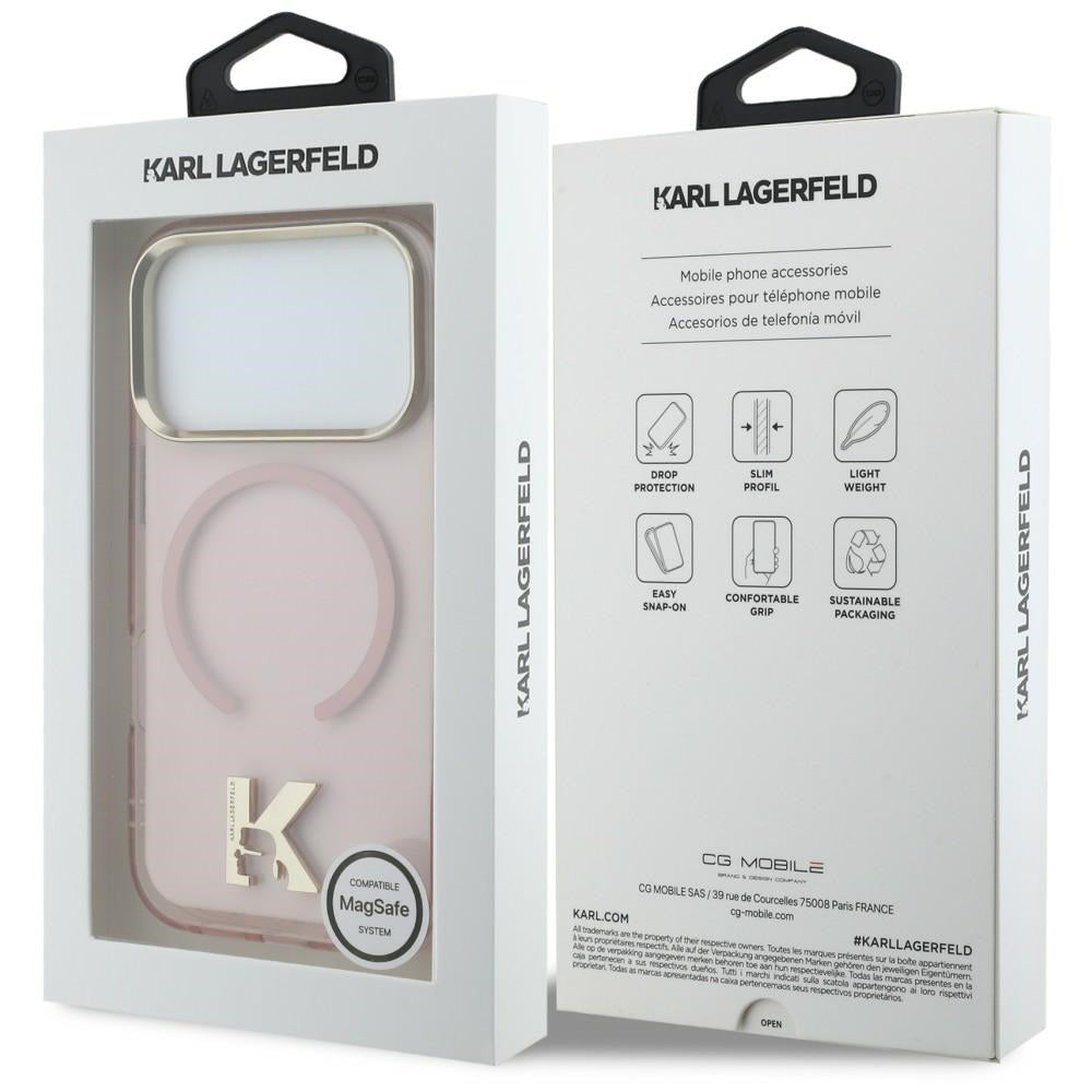 Funda MagSafe para Apple iPhone 18 Pro Max / 17 Pro Max, Karl Lagerfeld, IML Karl Head Logo, Rosa