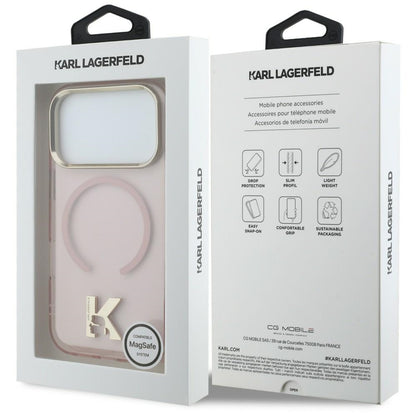 Funda MagSafe para Apple iPhone 18 Pro Max / 17 Pro Max, Karl Lagerfeld, IML Karl Head Logo, Rosa