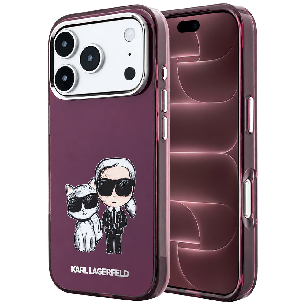 Funda MagSafe para Apple iPhone 18 Pro Max / 17 Pro Max, Karl Lagerfeld, IML KC Bodies Sketch Print, Burdeos
