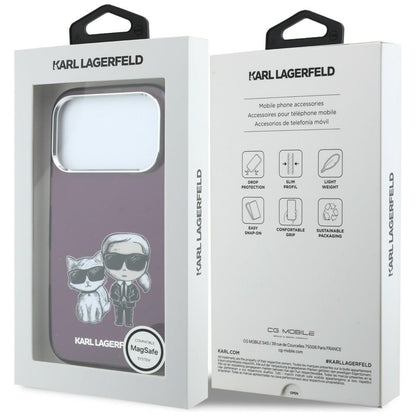 Funda MagSafe para Apple iPhone 18 Pro Max / 17 Pro Max, Karl Lagerfeld, IML KC Bodies Sketch Print, Burdeos