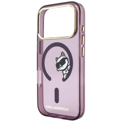 Funda MagSafe para Apple iPhone 18 Pro Max / 17 Pro Max, Karl Lagerfeld, IML Peekaboo Print y Marco Metálico, Burdeos