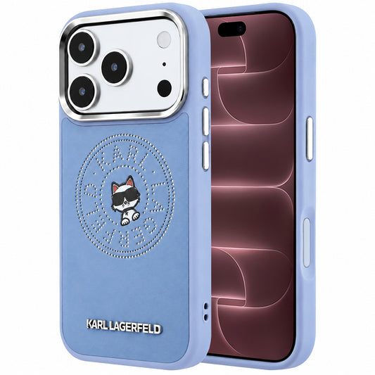 Funda MagSafe para Apple iPhone 18 Pro Max / 17 Pro Max, Karl Lagerfeld, Point and Choupette Sketch, azul