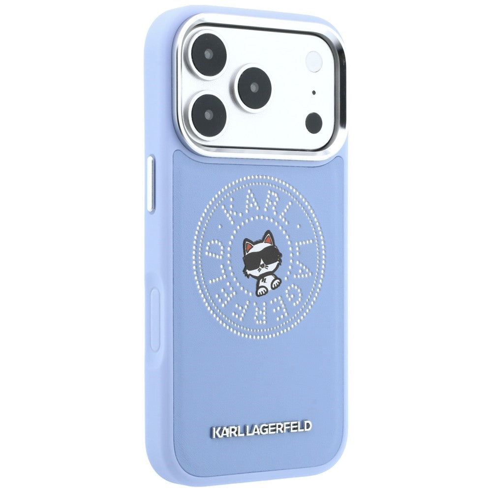 Funda MagSafe para Apple iPhone 18 Pro Max / 17 Pro Max, Karl Lagerfeld, Point and Choupette Sketch, azul