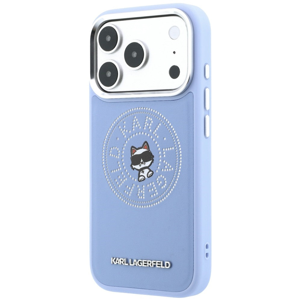 Funda MagSafe para Apple iPhone 18 Pro Max / 17 Pro Max, Karl Lagerfeld, Point and Choupette Sketch, azul