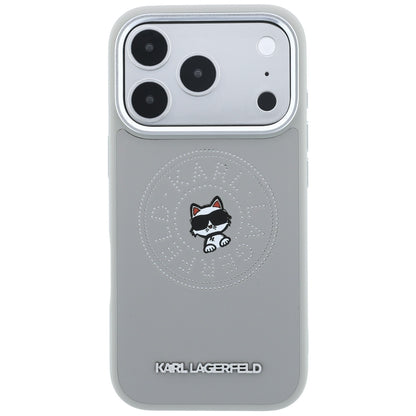 Funda MagSafe para Apple iPhone 18 Pro Max / 17 Pro Max, Karl Lagerfeld, Point and Choupette Sketch, Gris