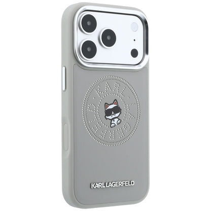Funda MagSafe para Apple iPhone 18 Pro Max / 17 Pro Max, Karl Lagerfeld, Point and Choupette Sketch, Gris