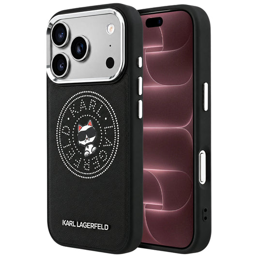 Funda MagSafe para Apple iPhone 18 Pro Max / 17 Pro Max, Karl Lagerfeld, Point and Choupette Sketch, Negra