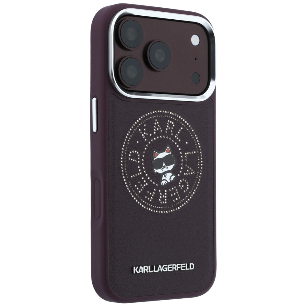 Funda MagSafe para Apple iPhone 18 Pro Max / 17 Pro Max, Karl Lagerfeld, Point and Choupette Sketch, Burdeos